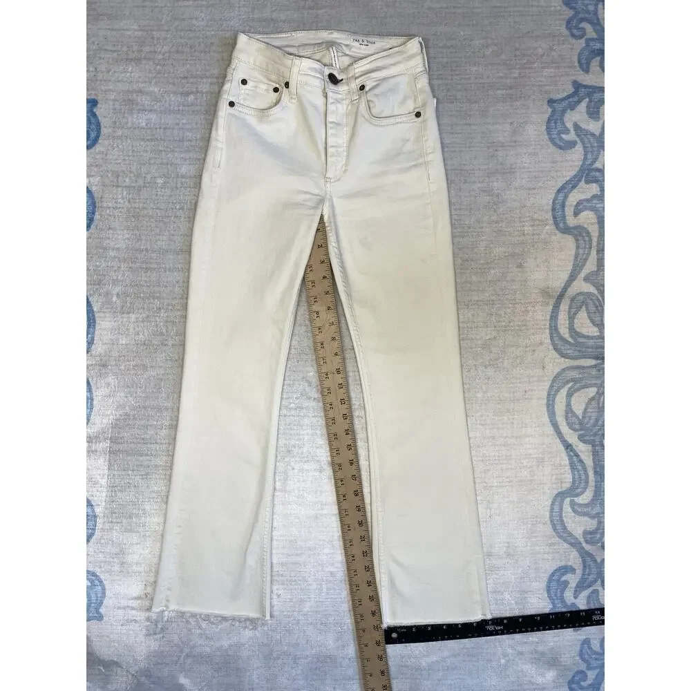 Rag & Bone Jeans Womens 23 Peyton Mid Rise Bootcurt Raw Hem White Denim Pants